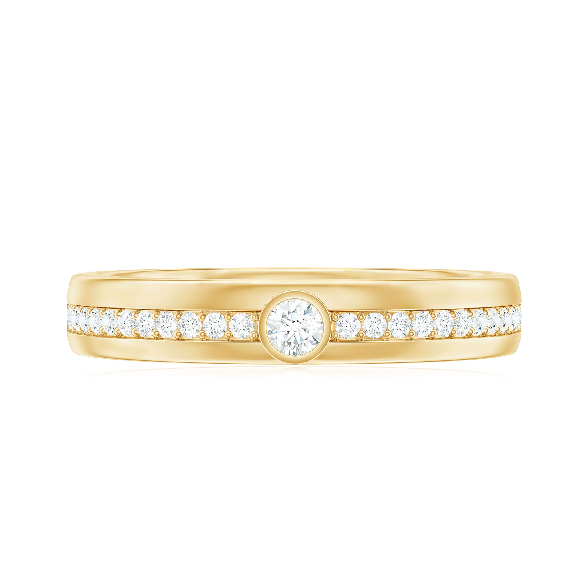 Rosec Jewels-Bezel Set Moissanite Unisex Wedding Band Ring