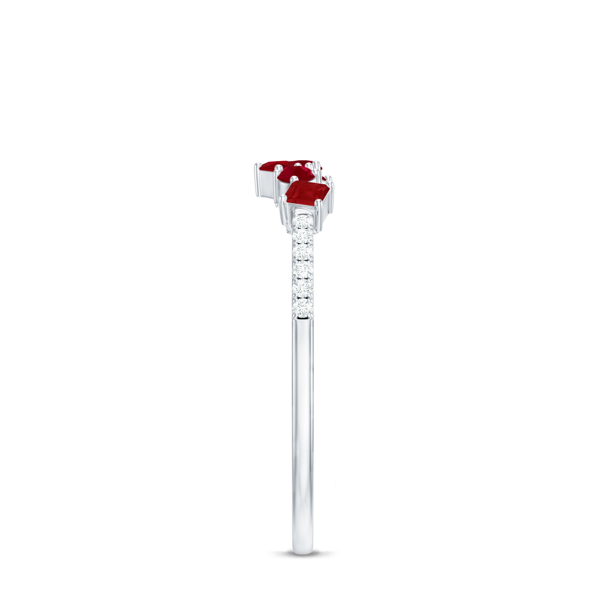 Rosec Jewels-Minimal Ruby Half Eternity Ring with Diamond