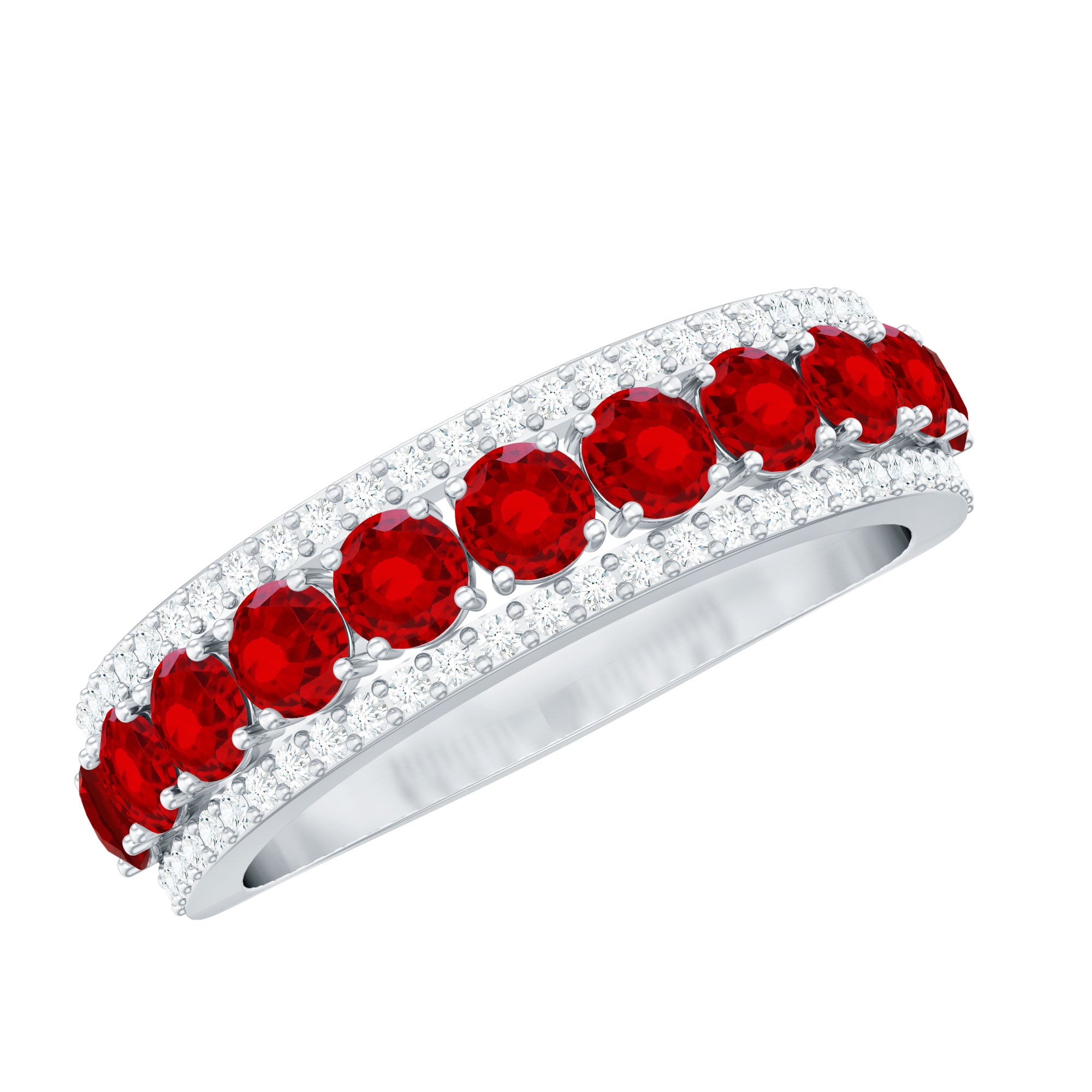 Rosec Jewels-Lab Created Ruby and Diamond Wedding Anniversary Band with Certificate