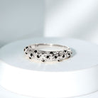 Round Cut Certified Black Onyx Filigree Wedding Band AAA - Rosec Jewels