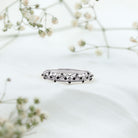 Round Cut Certified Black Onyx Filigree Wedding Band AAA - Rosec Jewels