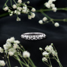 Round Cut Certified Black Onyx Filigree Wedding Band AAA - Rosec Jewels