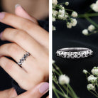 Round Cut Certified Black Onyx Filigree Wedding Band AAA - Rosec Jewels