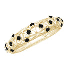 Round Cut Certified Black Onyx Filigree Wedding Band AAA - Rosec Jewels