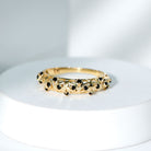 Round Cut Certified Black Onyx Filigree Wedding Band AAA - Rosec Jewels
