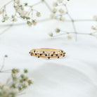 Round Cut Certified Black Onyx Filigree Wedding Band AAA - Rosec Jewels