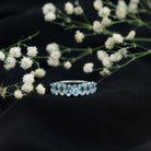 Genuine Oval Cut Aquamarine Half Eternity Ring for Women AAA - Rosec Jewels