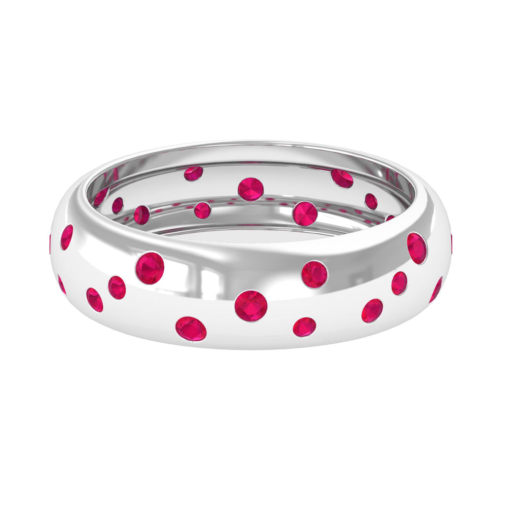 Rosec Jewels - 1 CT Scattered Ruby Gold Band Ring