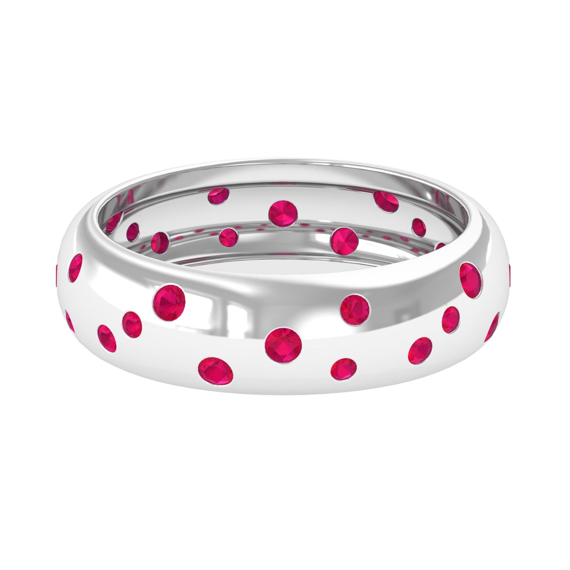 1 CT Scattered Ruby Silver Band Ring Ruby - ( AAA ) - Quality 92.5 Sterling Silver 9.5 - Rosec Jewels