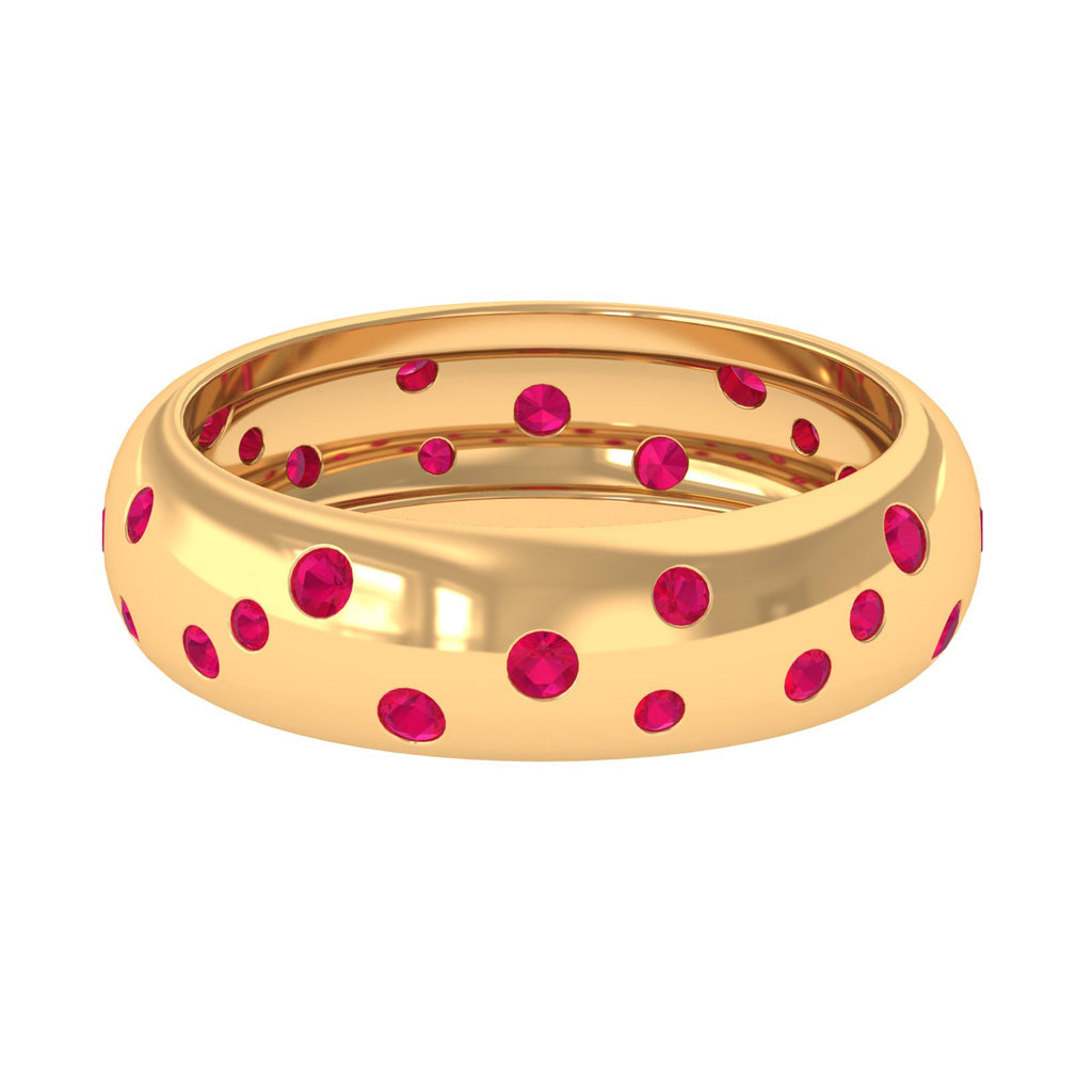 1 CT Scattered Ruby Gold Band Ring Ruby - ( AAA ) - Quality - Rosec Jewels