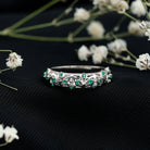 Rosec Jewels-Natural Emerald Filigree Wedding Band for Women