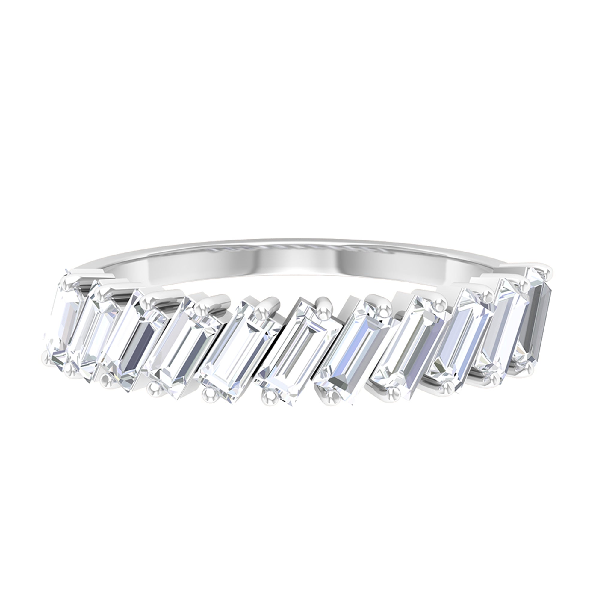 1.25 CT Baguette Cut Moissanite Contemporary Semi Eternity Ring Moissanite - ( D-VS1 ) - Color and Clarity - Rosec Jewels