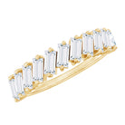 Certified Moissanite Baguette Cut Half Eternity Ring D-VS1 - Rosec Jewels