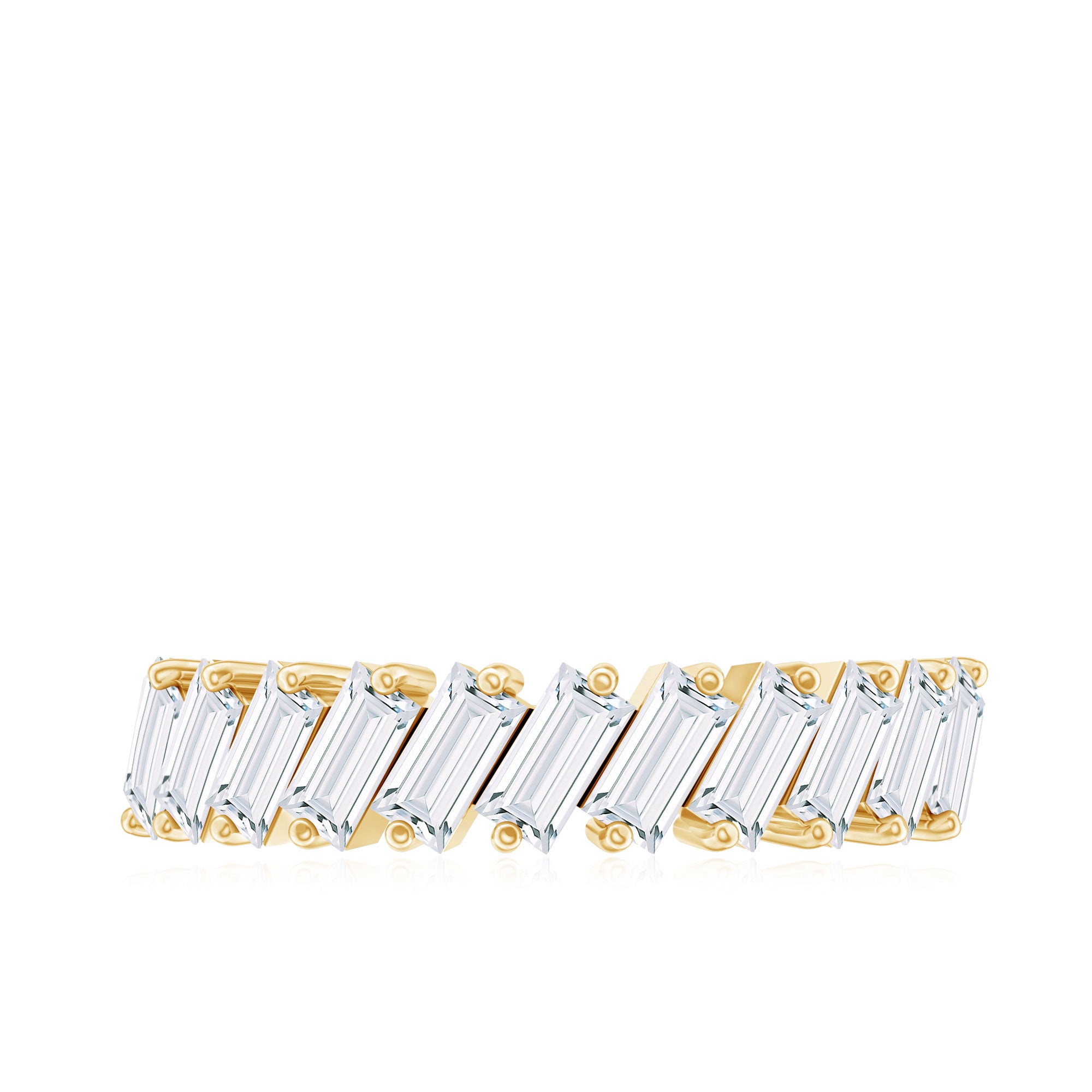 Certified Moissanite Baguette Cut Half Eternity Ring D-VS1 - Rosec Jewels
