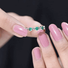 Bezel Set Lab Grown Emerald 7 Stone Half Eternity Ring with Certificate AAAA - Rosec Jewels