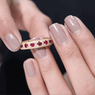 Round Cut Lab Created Ruby and Diamond Wedding Band AAAA - Rosec Jewels