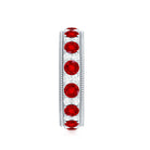 Round Cut Lab Created Ruby and Diamond Wedding Band AAAA - Rosec Jewels