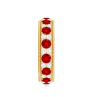 Round Cut Lab Created Ruby and Diamond Wedding Band AAAA - Rosec Jewels