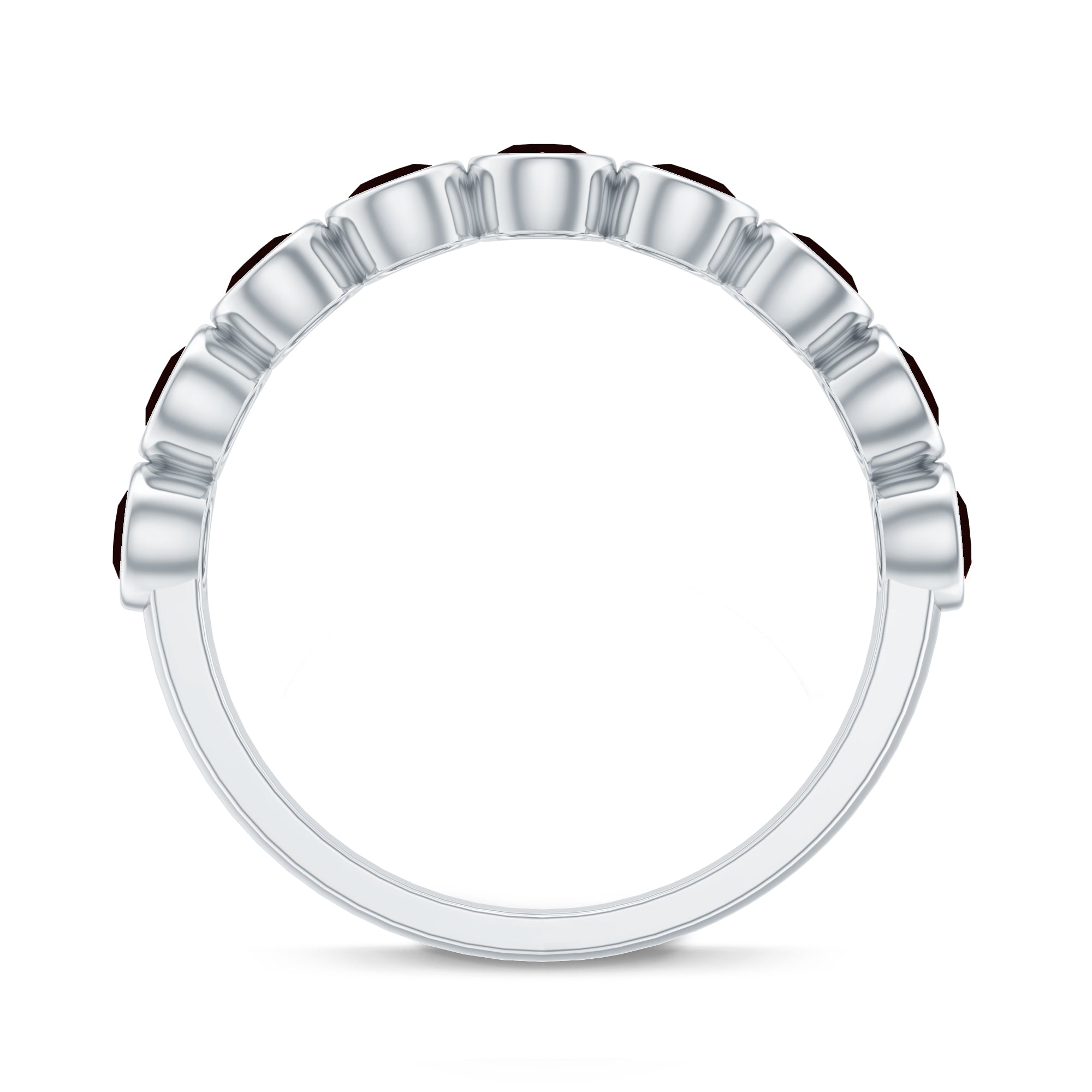 Certified Real Garnet Half Eternity Ring in Bezel Setting AAA - Rosec Jewels