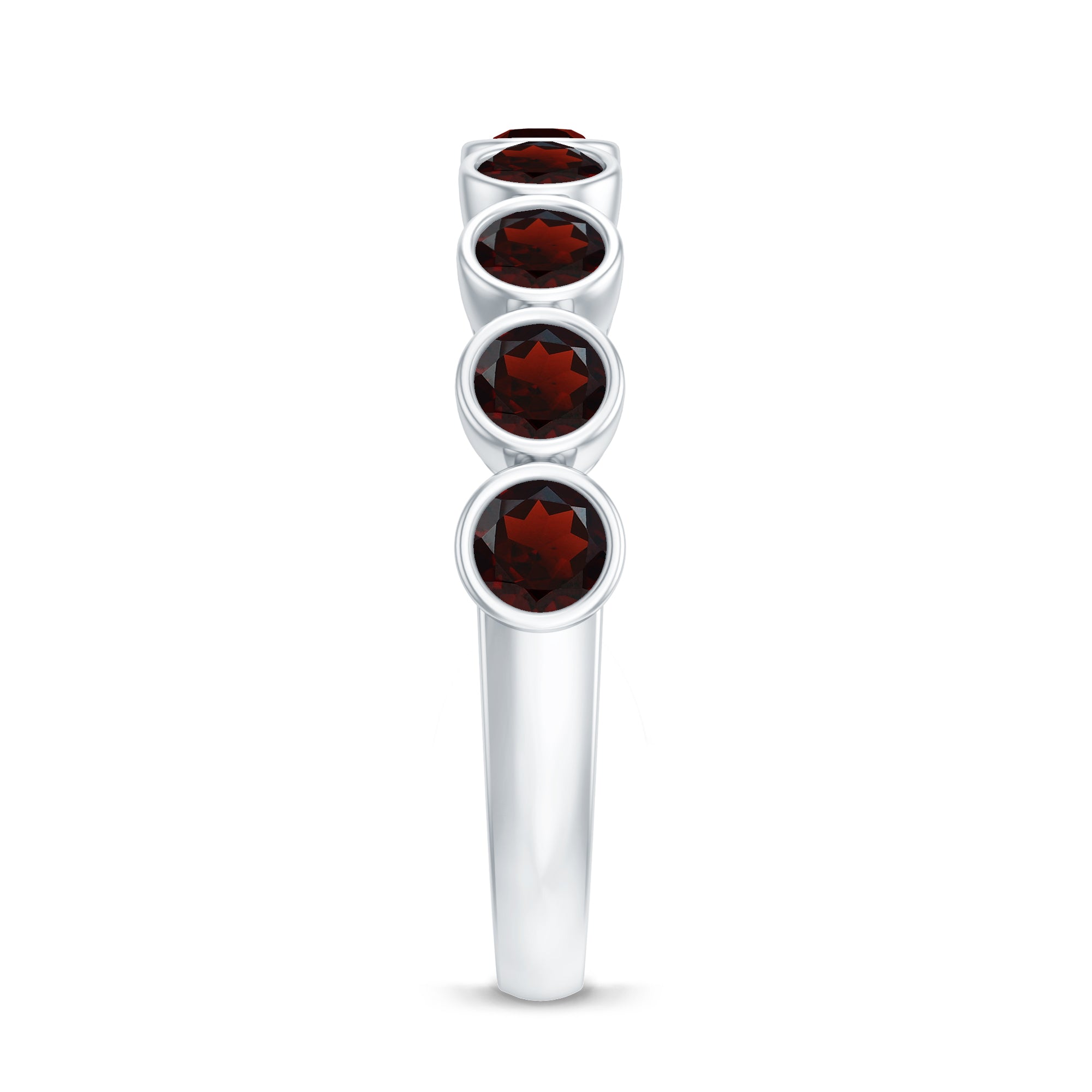 Certified Real Garnet Half Eternity Ring in Bezel Setting AAA - Rosec Jewels