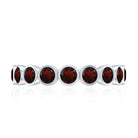 Certified Real Garnet Half Eternity Ring in Bezel Setting AAA - Rosec Jewels