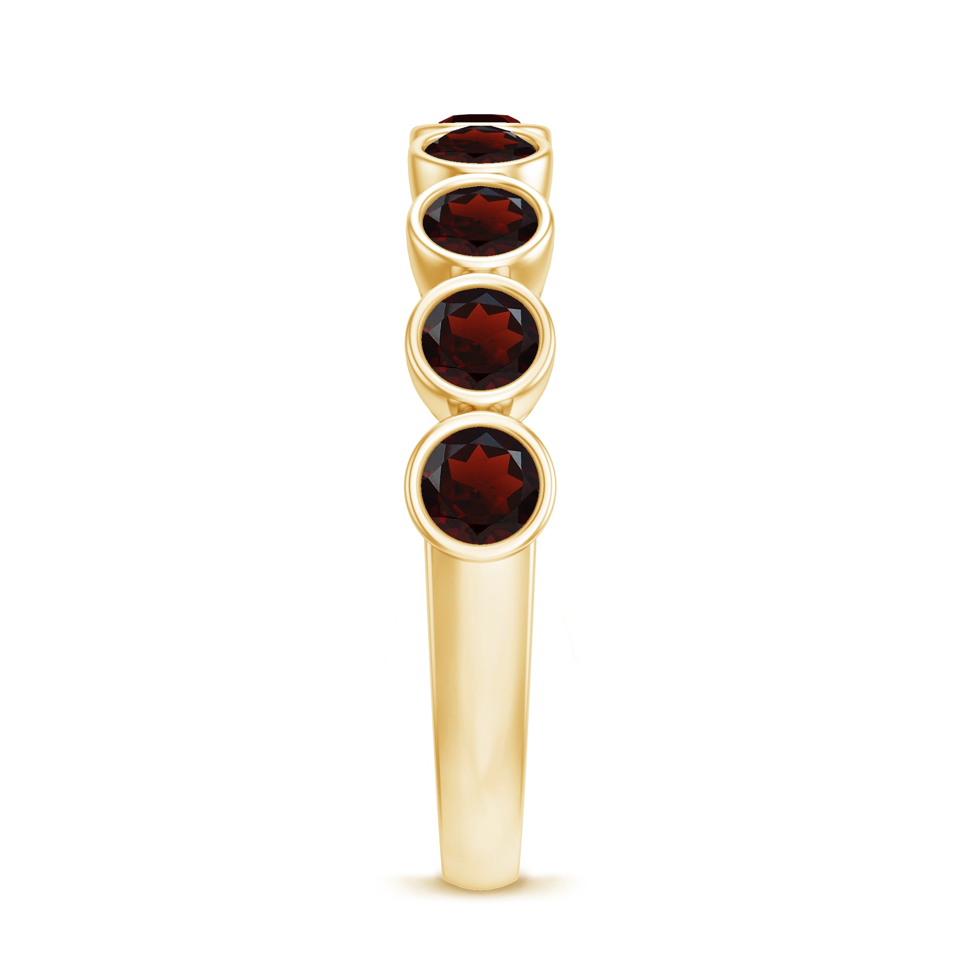 Certified Real Garnet Half Eternity Ring in Bezel Setting AAA - Rosec Jewels