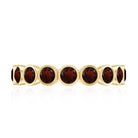 Certified Real Garnet Half Eternity Ring in Bezel Setting AAA - Rosec Jewels