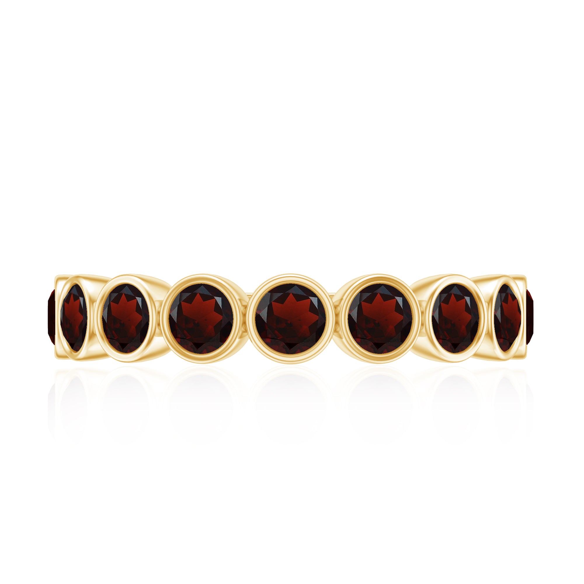 Certified Real Garnet Half Eternity Ring in Bezel Setting AAA - Rosec Jewels