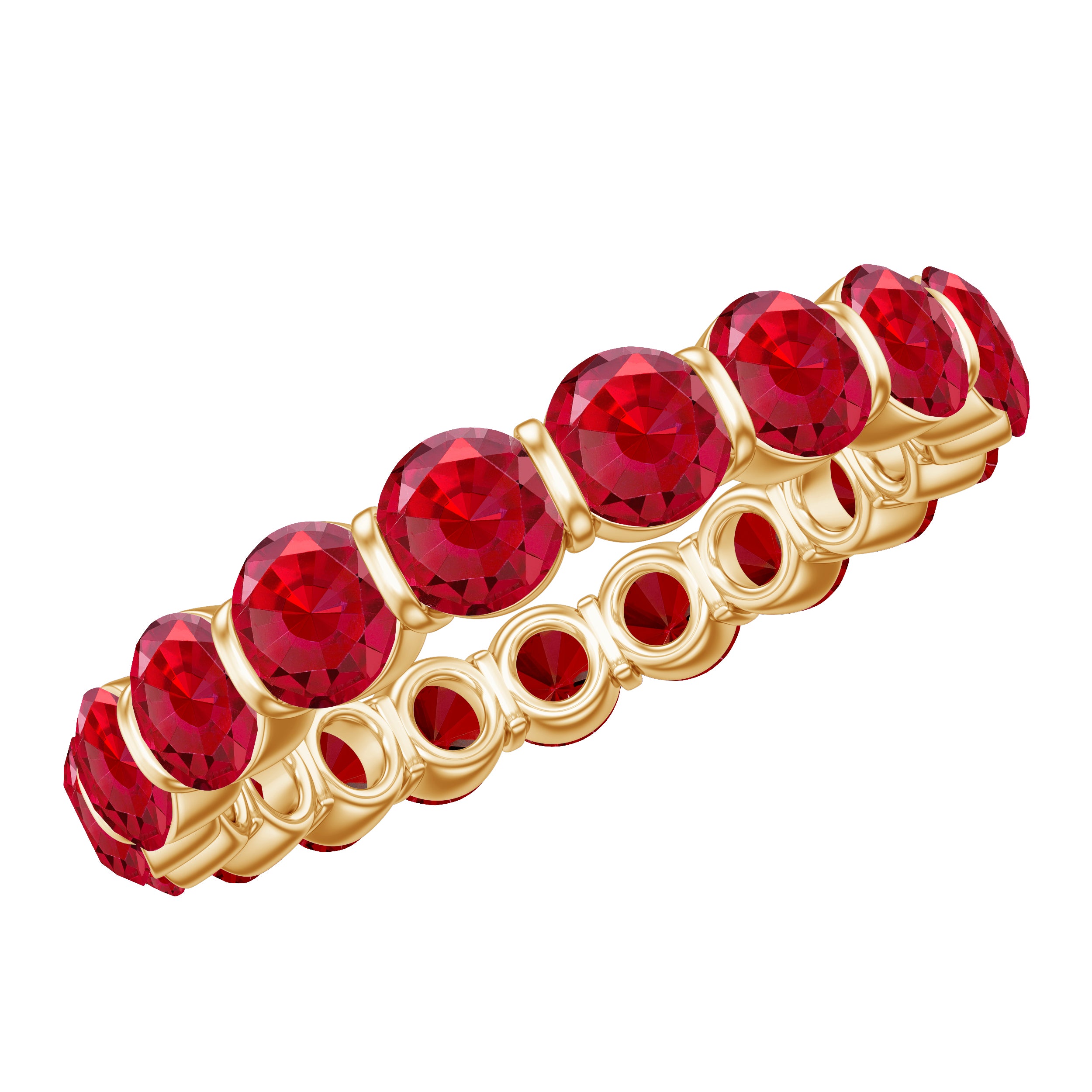6.5 CT Bar Set Created Ruby Full Eternity Ring AAAA - Rosec Jewels