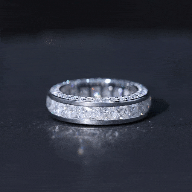 Classic Wedding Band Ring with Moissanite Moissanite - ( D-VS1 ) - Color and Clarity - Rosec Jewels