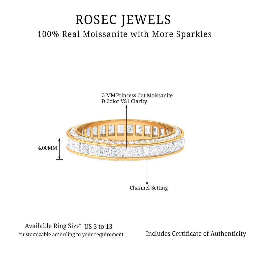 Classic Wedding Band Ring with Moissanite Moissanite - ( D-VS1 ) - Color and Clarity - Rosec Jewels