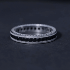 Black Onyx Wedding Band with Milgrain Detailing AAA - Rosec Jewels