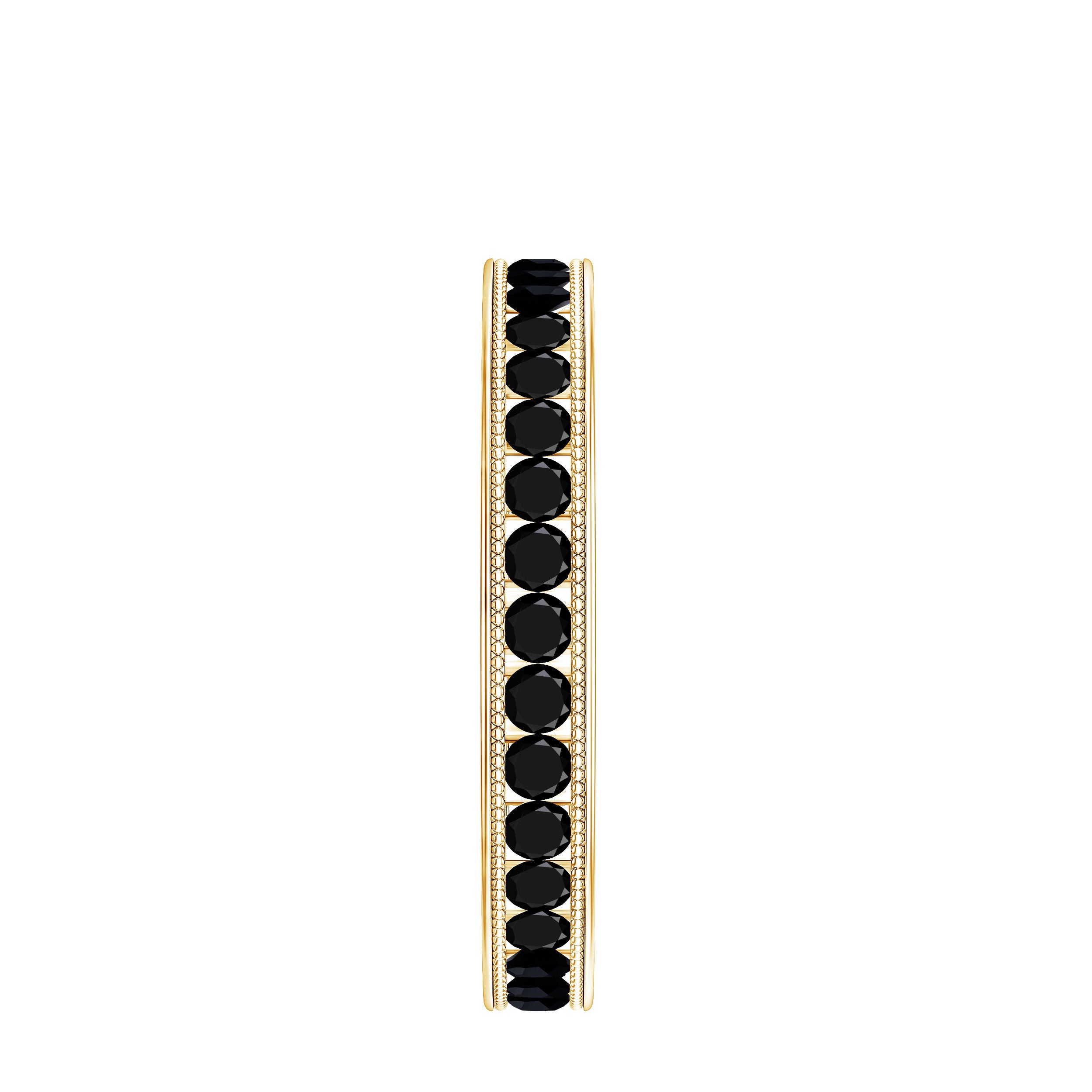 Black Onyx Wedding Band with Milgrain Detailing AAA - Rosec Jewels