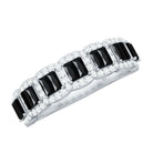 Rosec Jewels-Baguette Cut Lab Grown Black and White Diamond Half Eternity Band