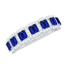 Certified Lab Grown Blue Sapphire Eternity Wedding Band with Diamond AAAA - Rosec Jewels