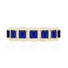 Certified Lab Grown Blue Sapphire Eternity Wedding Band with Diamond AAAA - Rosec Jewels