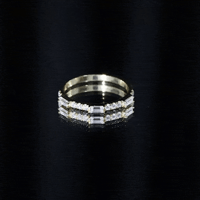 Baguette Moissanite Minimalist Stackable Eternity Ring D-VS1 - Rosec Jewels