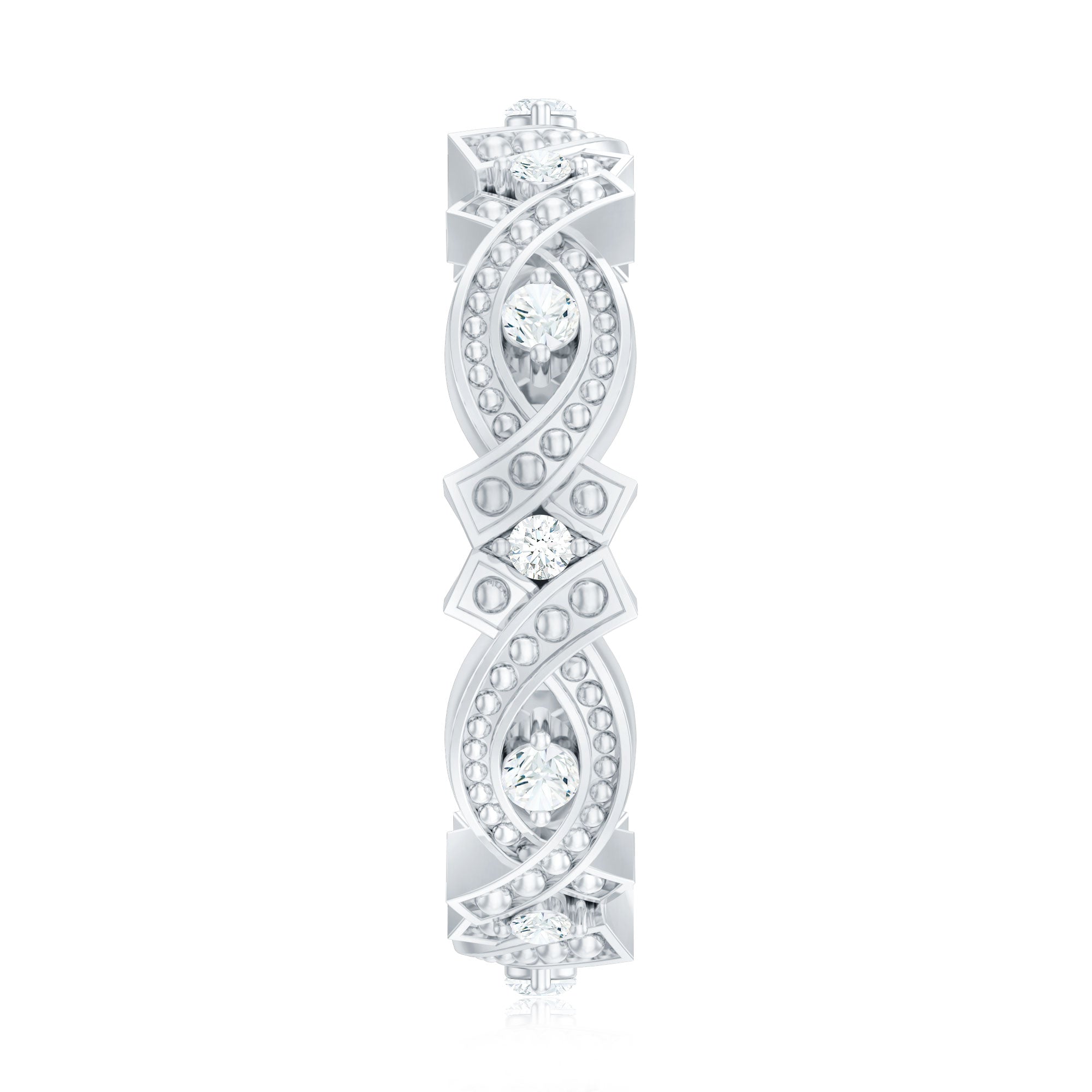 Rosec Jewels-Vintage Inspired Moissanite Beaded Wedding Band