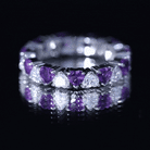 Certified Natural Amethyst Heart Eternity Ring with Moissanite AAA - Rosec Jewels