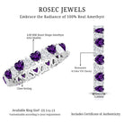 Certified Natural Amethyst Heart Eternity Ring with Moissanite AAA - Rosec Jewels