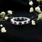 Certified Natural Amethyst Heart Eternity Ring with Moissanite AAA - Rosec Jewels