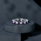 Certified Natural Amethyst Heart Eternity Ring with Moissanite AAA - Rosec Jewels