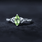 Natural 0.7 Carat Peridot Diamond Marquise Engagement Ring with Celtic Knot AAA - Rosec Jewels