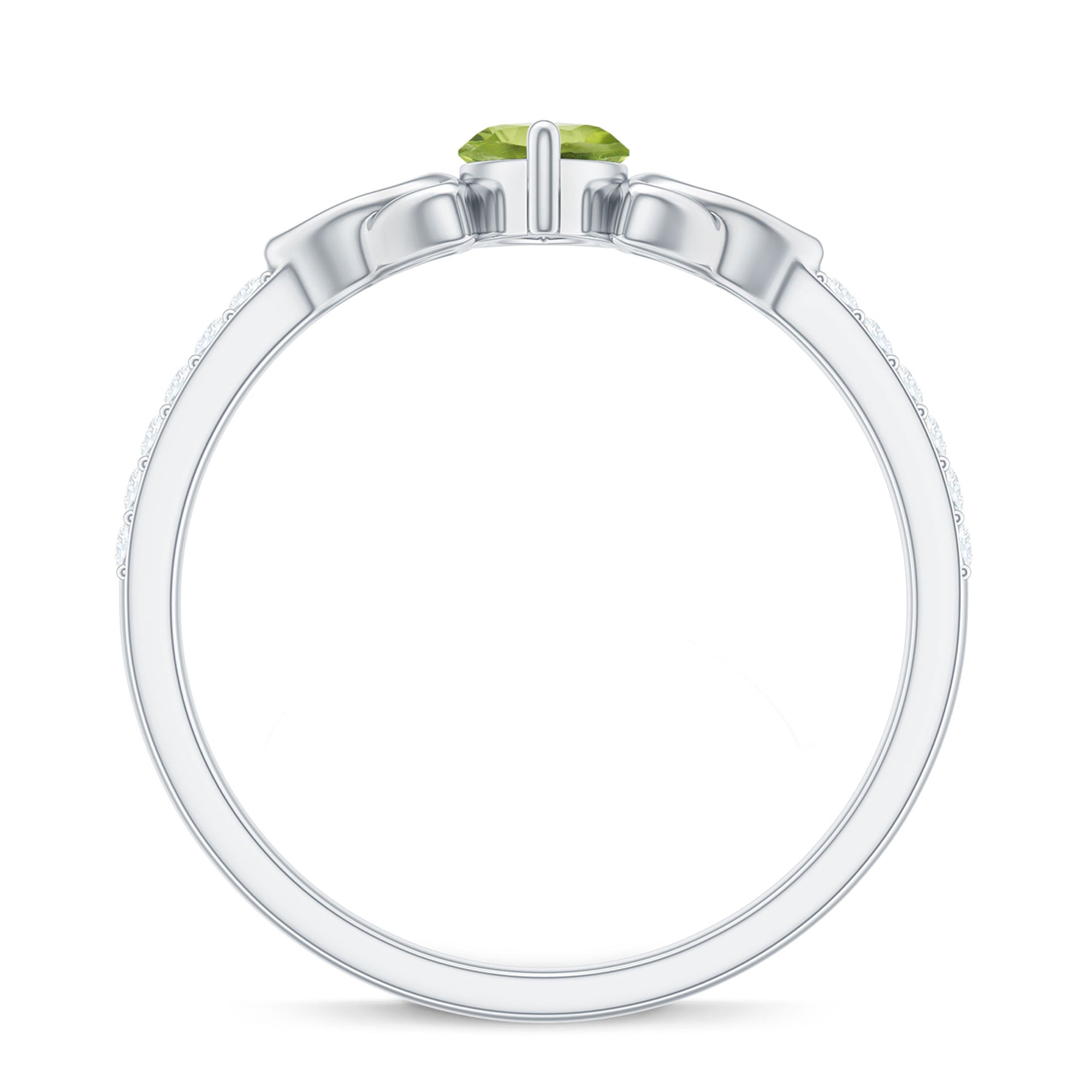 Rosec Jewels-Natural 0.7 Carat Peridot Diamond Marquise Engagement Ring with Celtic Knot