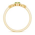 Natural 0.7 Carat Peridot Diamond Marquise Engagement Ring with Celtic Knot AAA - Rosec Jewels