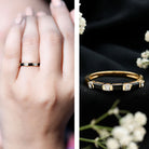 Bar Set Black Onyx and Diamond Half Eternity Wedding Band AAA - Rosec Jewels