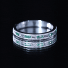 Baguette Cut Lab Grown Emerald and Diamond Band Ring AAAA - Rosec Jewels