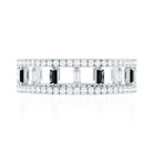 Baguette Cut Black Spinel and Moissanite Wedding Band AAA - Rosec Jewels