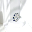 Certified Round Lab Grown Blue Sapphire Eternity Band Ring with Moissanite AAAA - Rosec Jewels