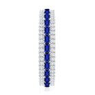 Baguette Cut Lab Grown Blue Sapphire and Moissanite Wedding Band AAAA - Rosec Jewels